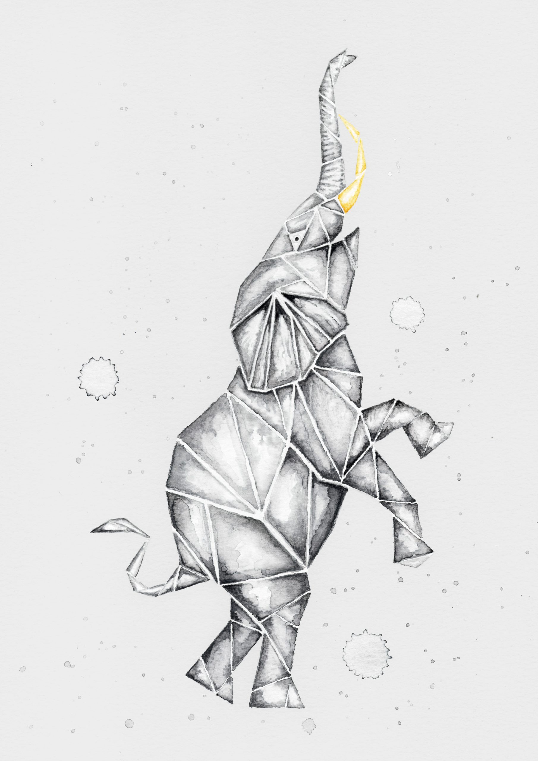 Elefant Geometric Watercolor Illustration