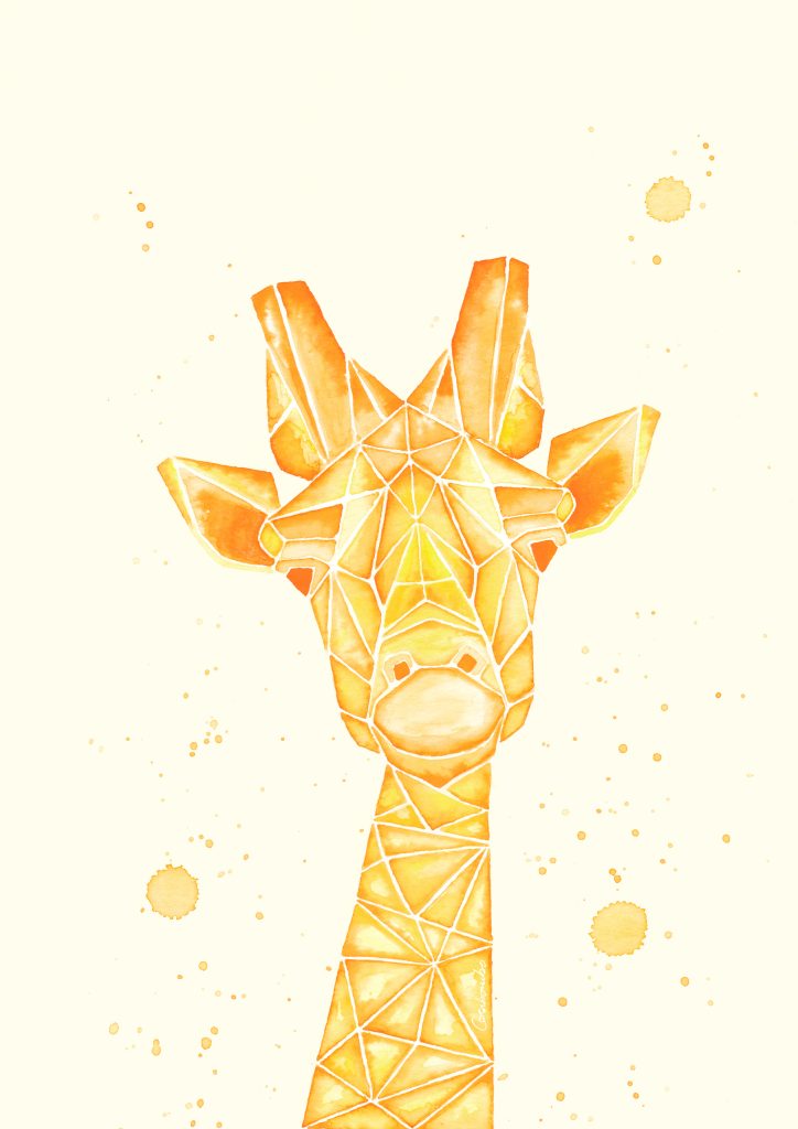 Giraffe Geometric Watercolor Illustration