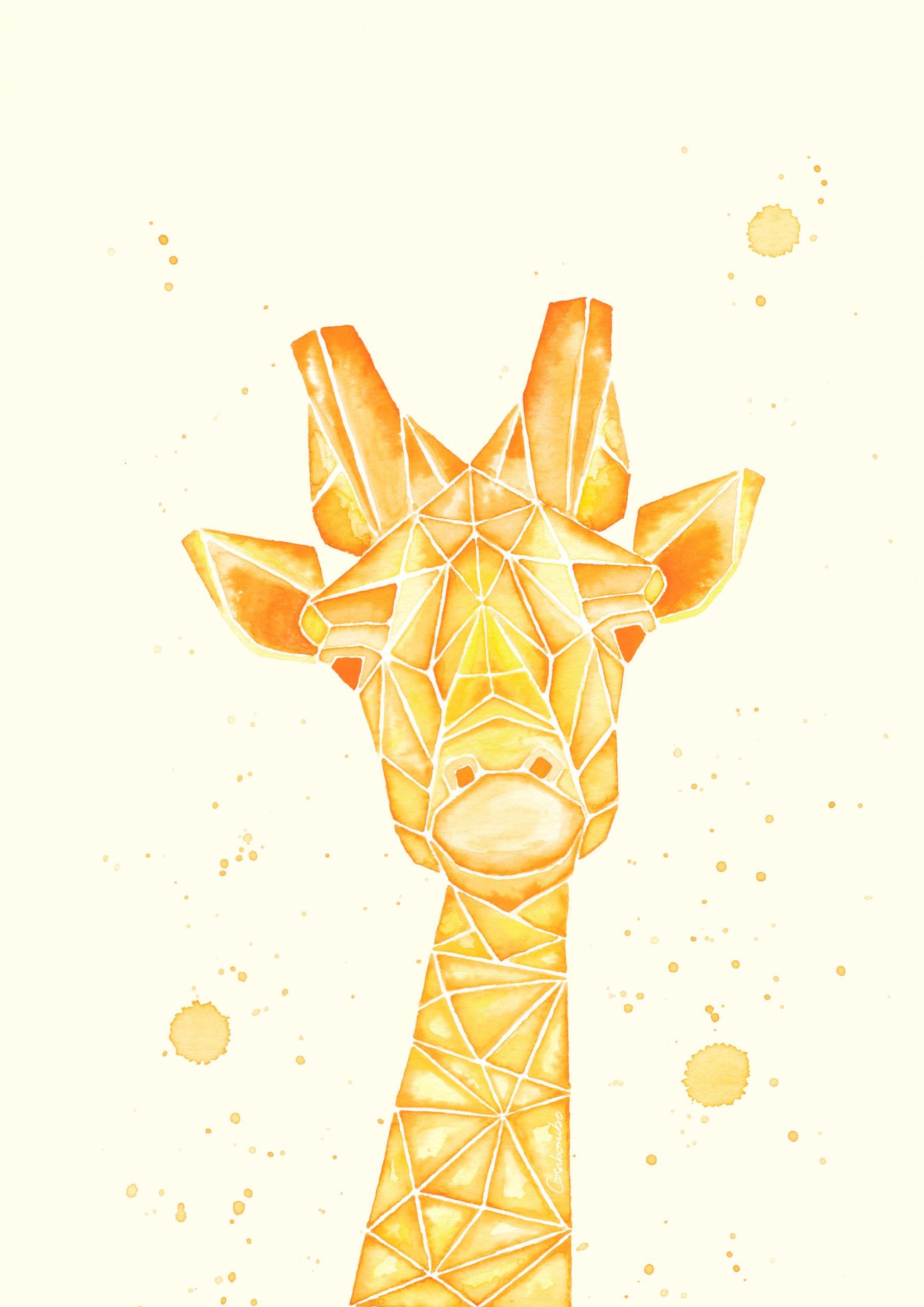 Giraffe Geometric Watercolor Illustration