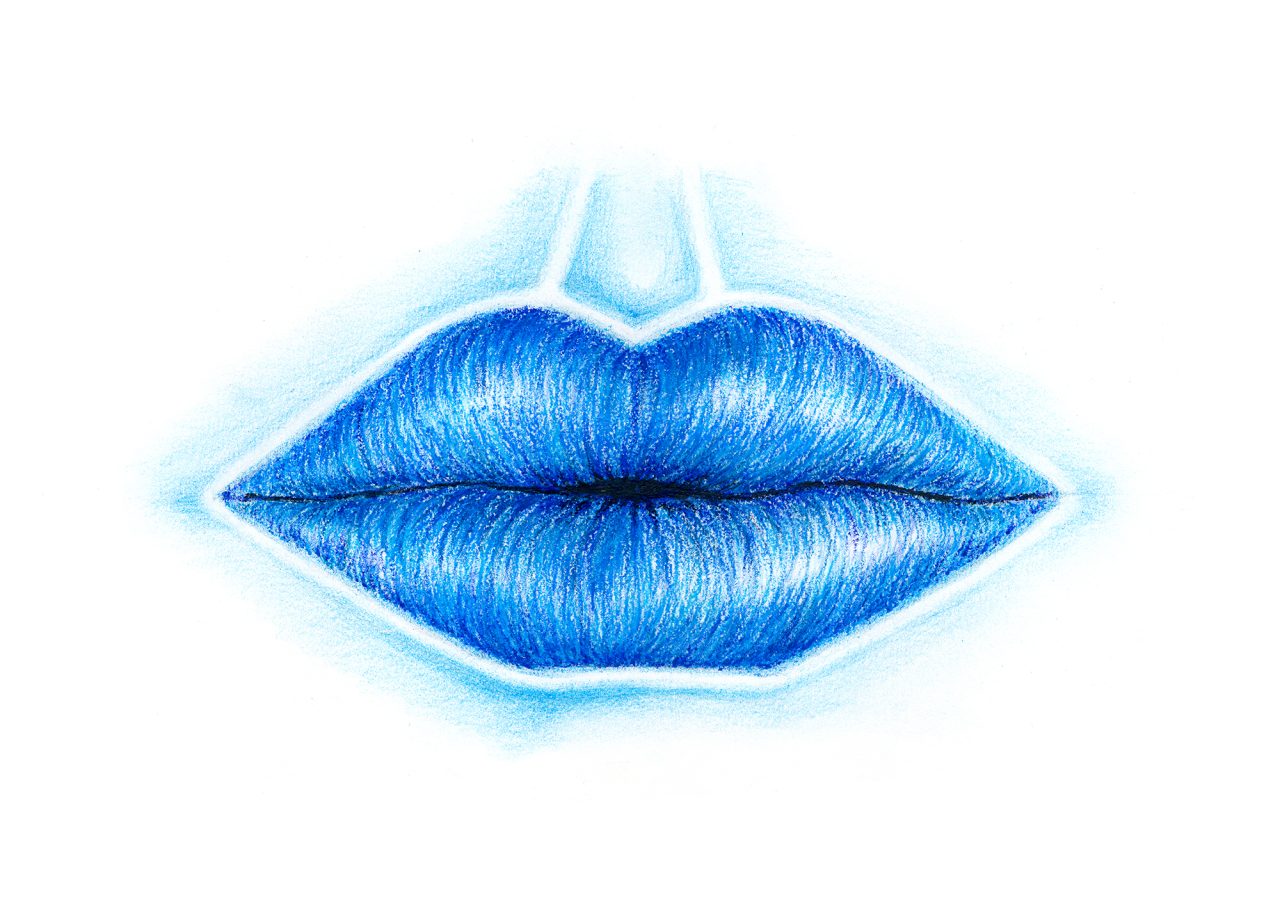 Blue Mouth Colored Pencils