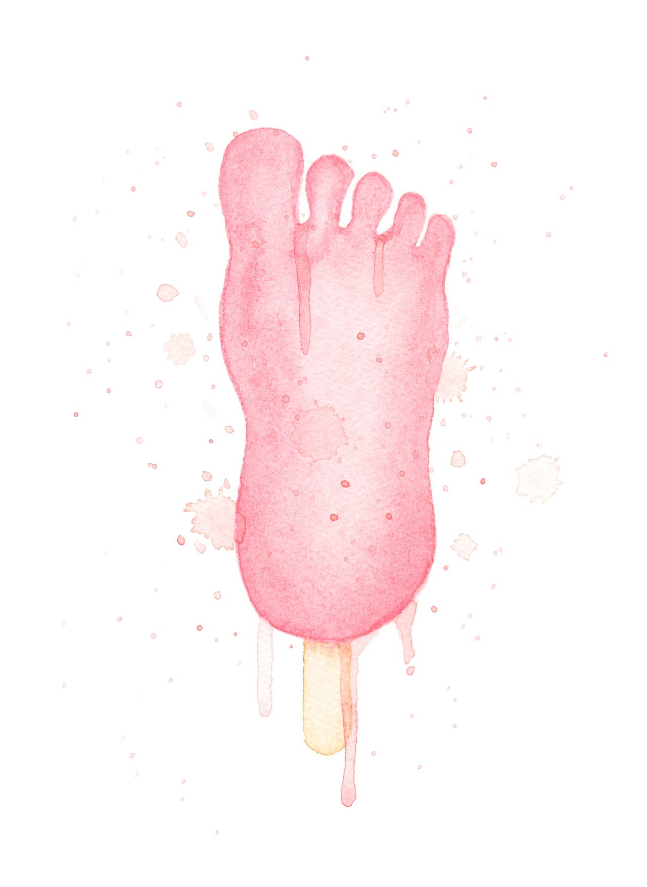 Funny Feet Ice Cream Watercolor Illustration
