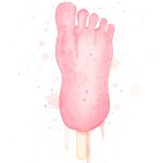 Funny Feet Ice Cream Watercolor Illustration