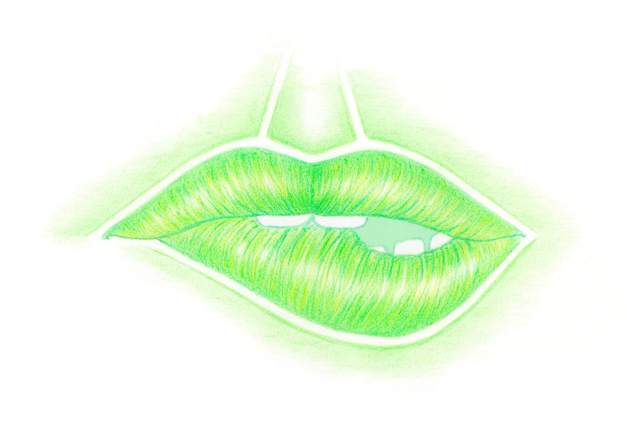 Green Mouth Colored Pencils