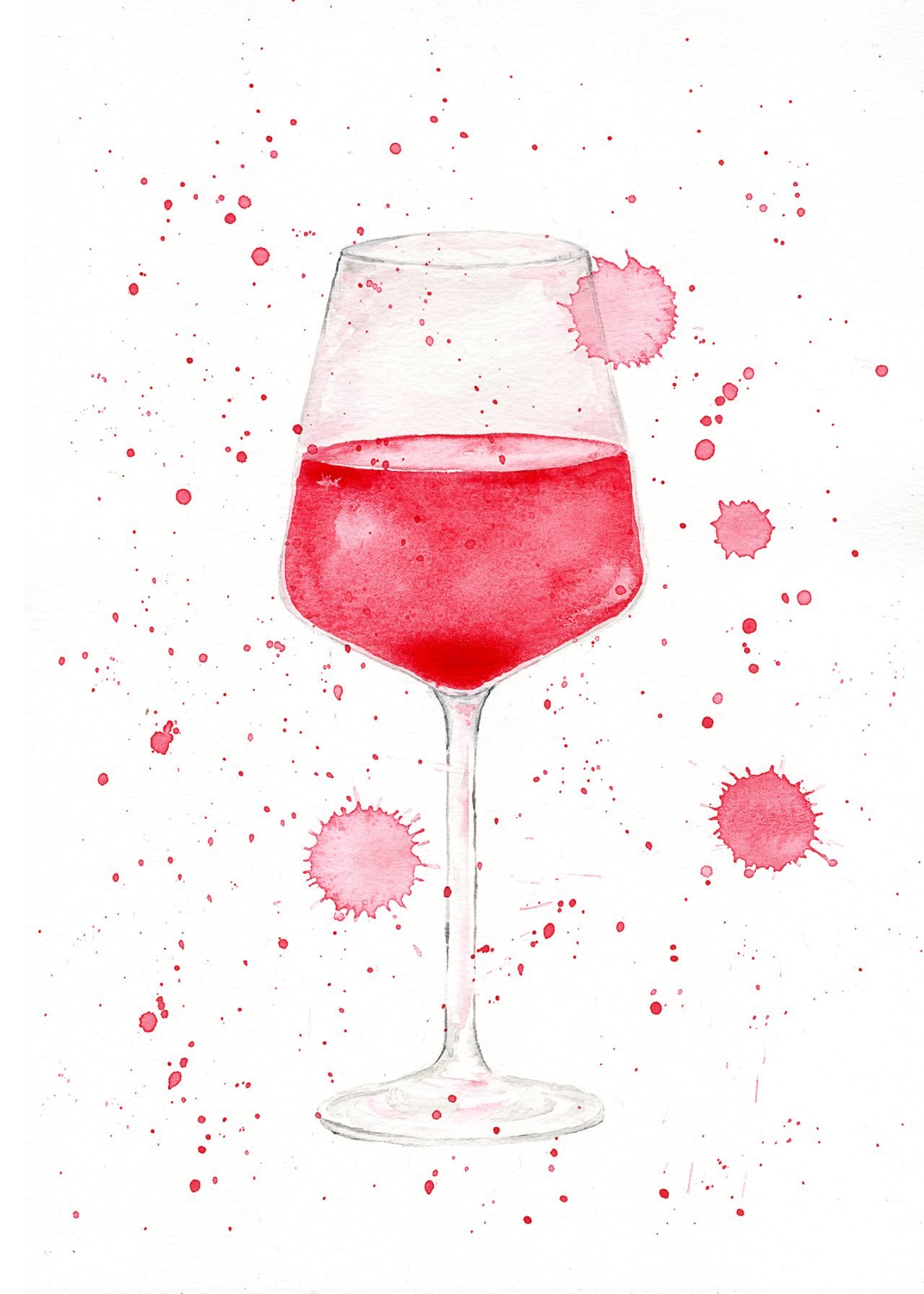 Red Wine Watercolor Illustration