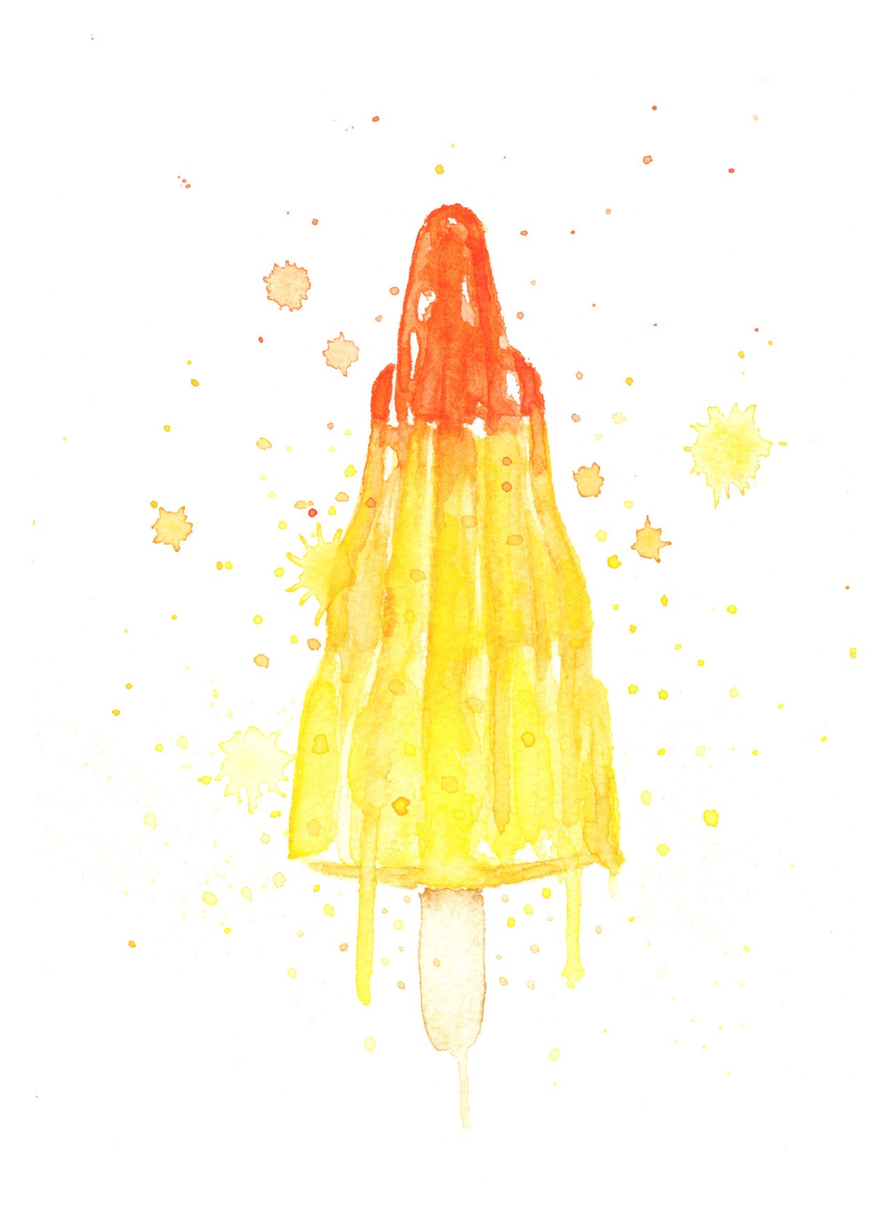 Rocket Ice Cream Watercolor Illustration