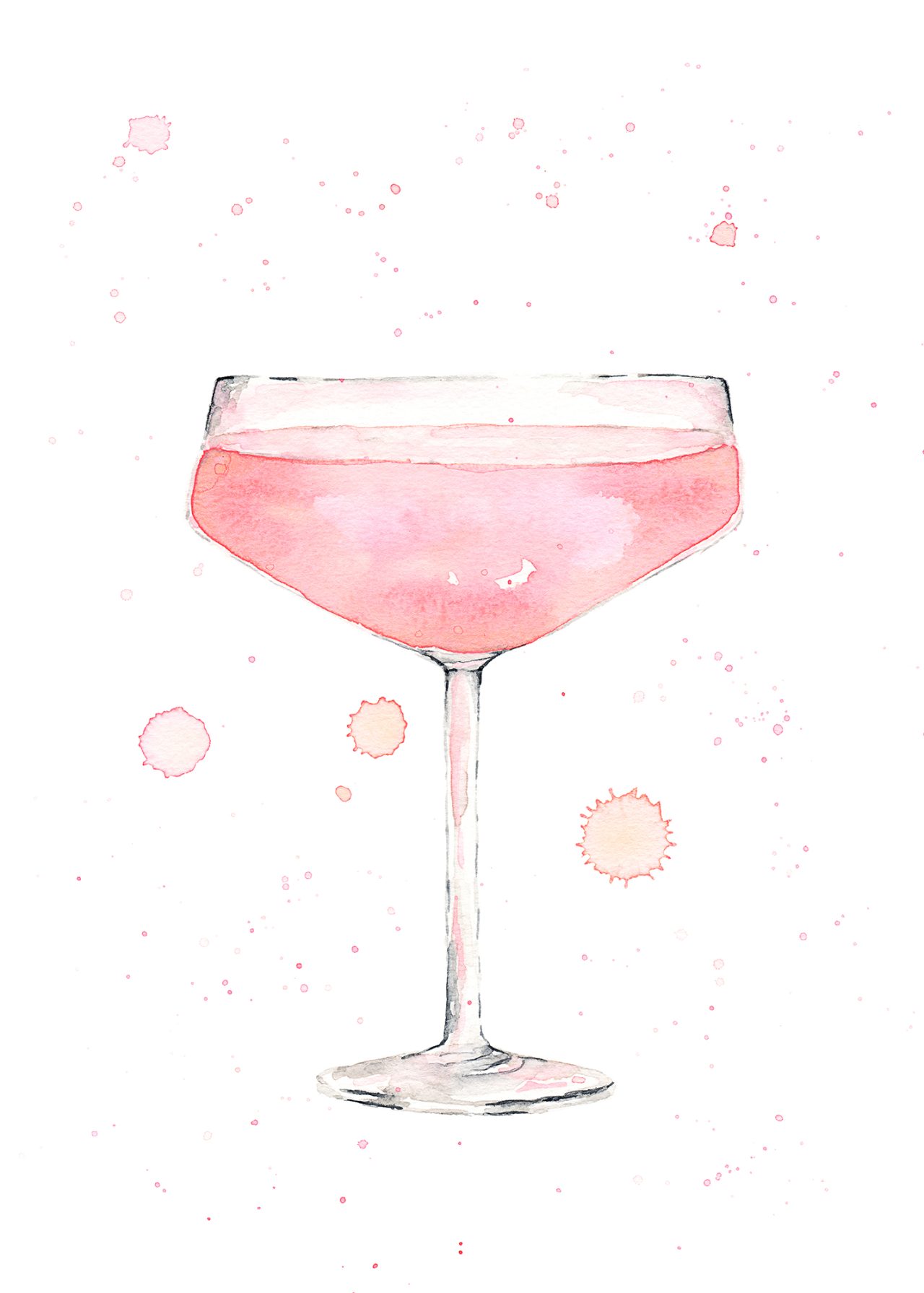 Rose Champagne Watercolor Illustration