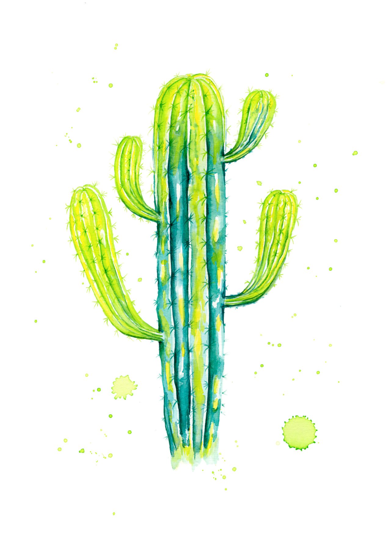 Saguaru Cactus Watercolor Illustration