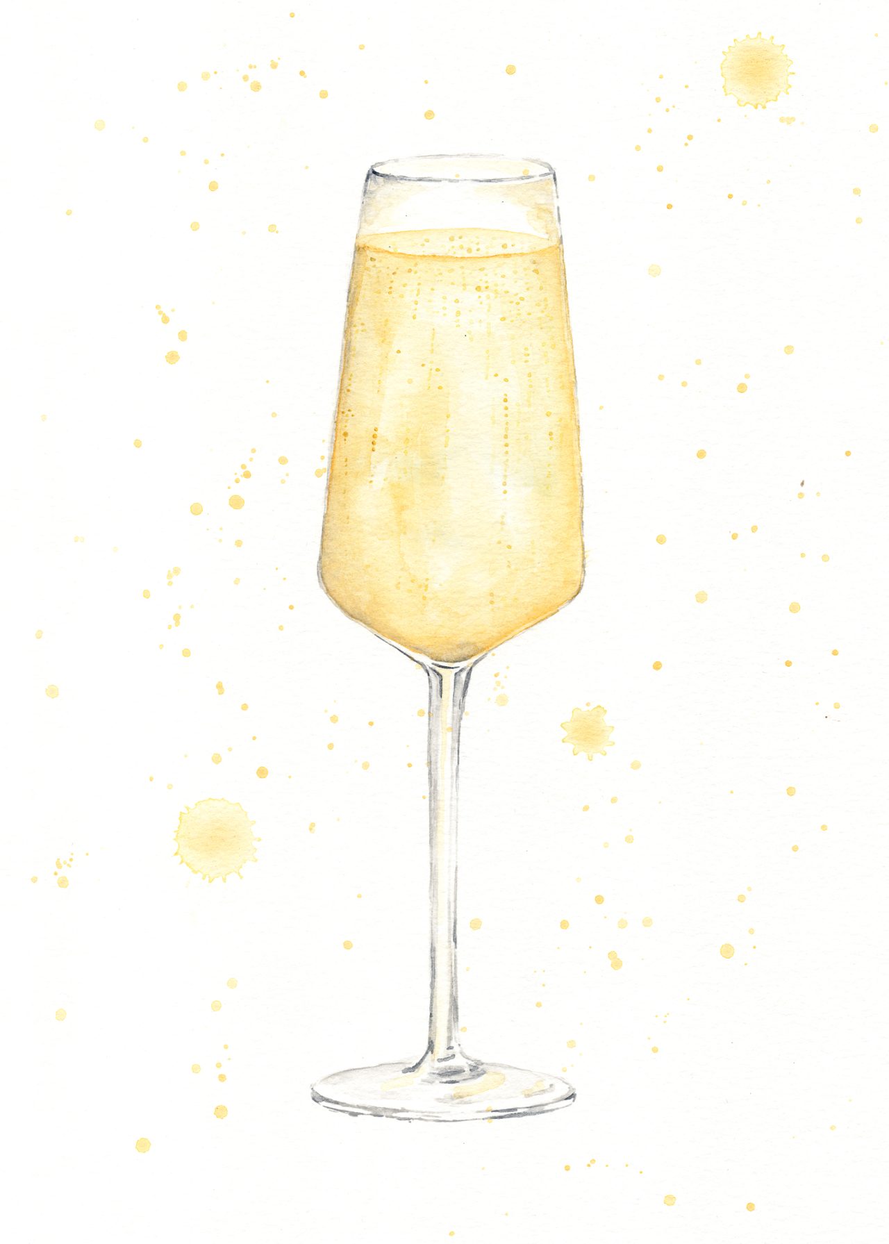 Yellow Champagne Watercolor Illustration