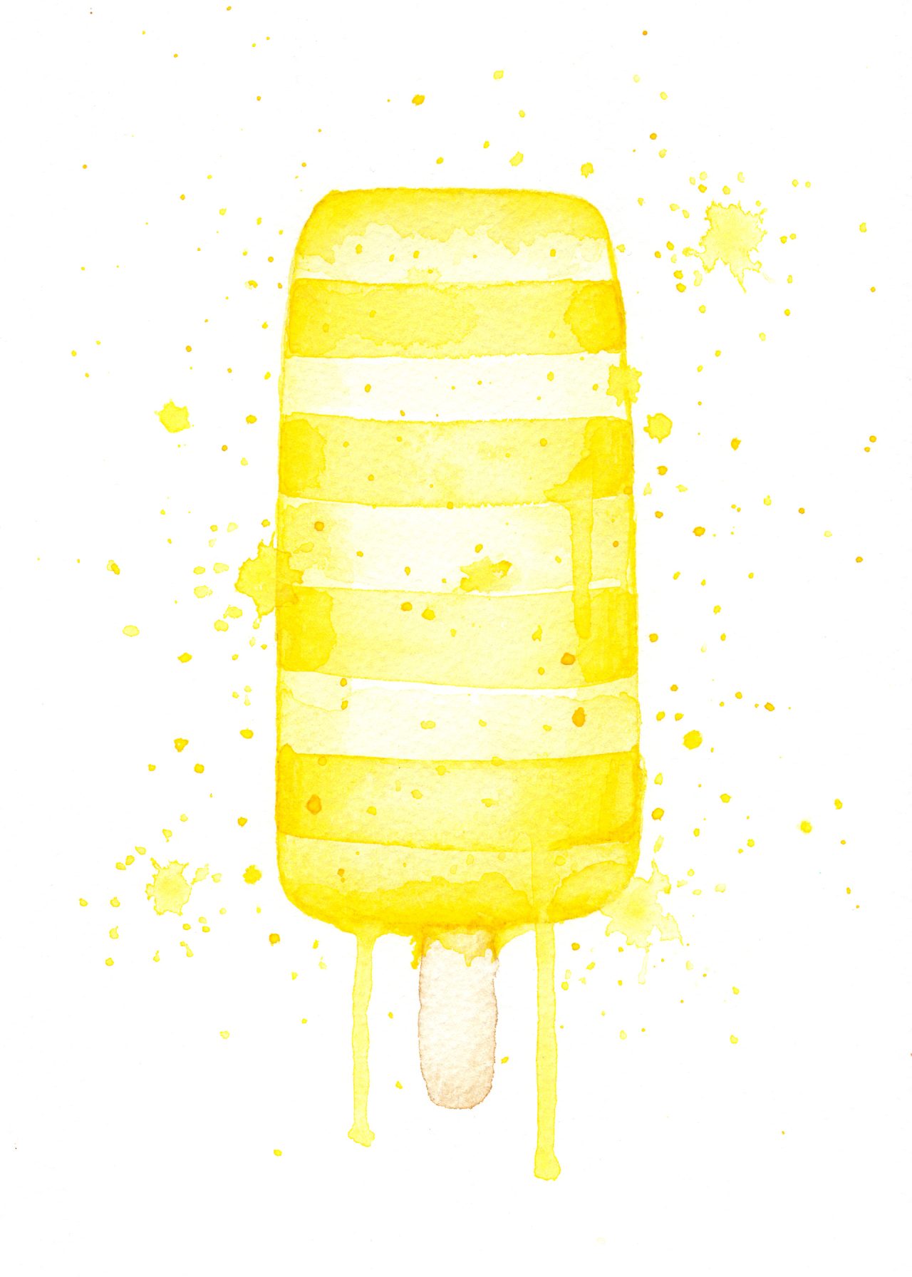 Yellow Ice Lolly Watercolor Illustration